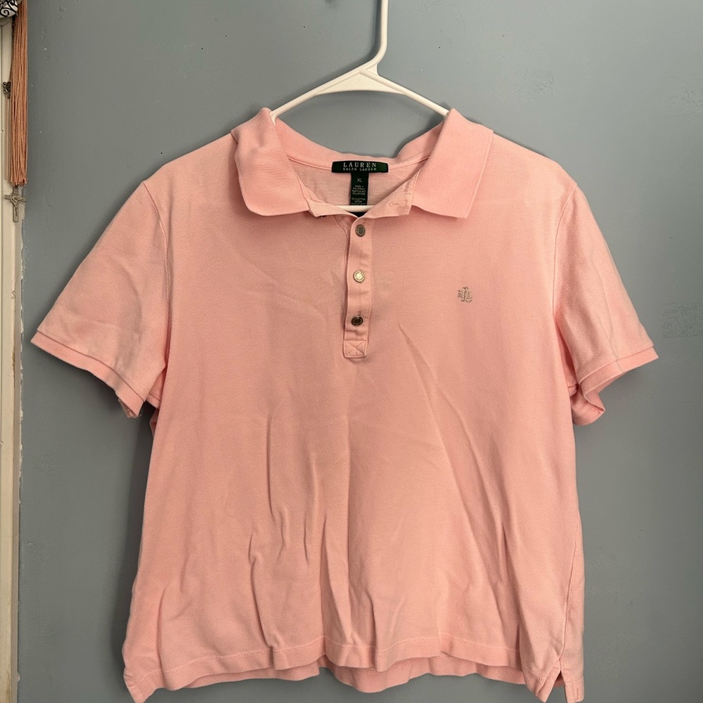 Women’s Ralph Lauren pink collared short sleeved top